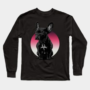 Black Bitmap French Bulldog Long Sleeve T-Shirt